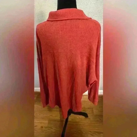 Frye and Company Women’s Button Up Long Sleeve Waffle Knit Orange Shirt 1X NWT - Picture 4 of 7